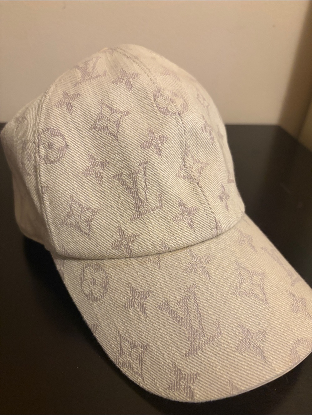 Louis Vuitton Cream Cap with Lavender Monogram